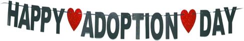 Happy Adoption Day Banner - Gotcha Day Decorations,Adop Celebration Party Props, Pet party, We are Family Party Sign in Kuwait