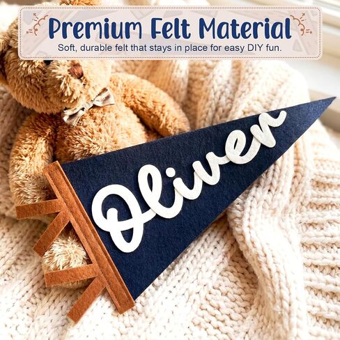 Boao Personalized Felt Name Banner Flag with DIY Alphabet Letters Custom Felt Name Pennant Vintage Flag Sign for Nursery Classroom Dorm Playroom Bedroom Decor in Kuwait