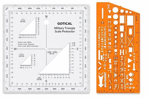 Gotical Military UTM/MGRS Coordinate Scale Map Reading and Land Navigation Topographical Map Scale, Protractor and Grid Coordinate Reader Pairs in Kuwait