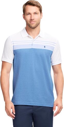 Izod Men's Advantage Performance Short Sleeve Stripe Polo Shirt in Kuwait