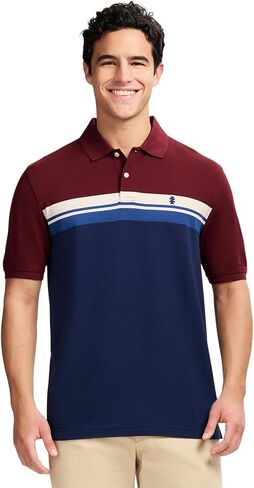 Izod Men's Advantage Performance Short Sleeve Stripe Polo Shirt in Kuwait