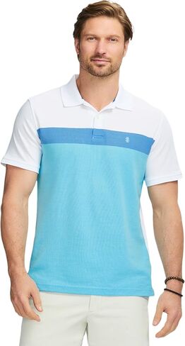 Izod Men's Advantage Performance Short Sleeve Stripe Polo Shirt in Kuwait