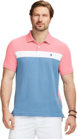 Izod Men's Advantage Performance Short Sleeve Stripe Polo Shirt in Kuwait