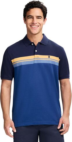 Izod Men's Advantage Performance Short Sleeve Stripe Polo Shirt in Kuwait