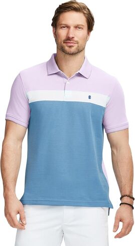 Izod Men's Advantage Performance Short Sleeve Stripe Polo Shirt in Kuwait