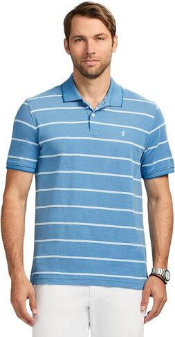 Izod Men's Advantage Performance Short Sleeve Stripe Polo Shirt in Kuwait