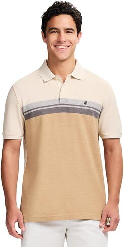 Izod Men's Advantage Performance Short Sleeve Stripe Polo Shirt in Kuwait