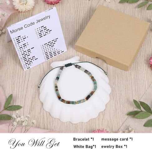 Miscarriage Bracelet Gifts for Women Her - Always in My Heart Morse Code Bracelets with Card Baby Loss Nature Stone Bracelet Jewelry Gifts for Mom Mother Daughter Girlfriend Wife Sympathy Memorial Anniversary‌ in Saudi Arabia