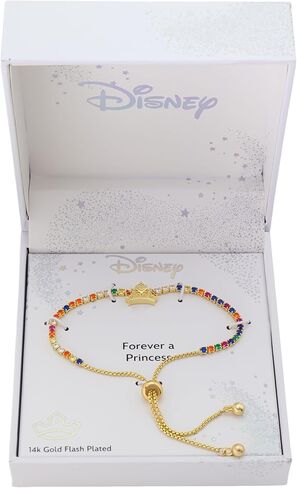 Disney Princess Gold Cubic Zirconia Crown Bolo Bracelet for Women, 14kt Gold Flash Plated, 9.75" Adjustable, Gift for Her in Kuwait