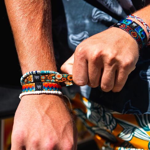 Hang Loose Bands - Southwestern Bracelet for Men, Women & Teens - Comfy Tribal Print and Boho - Western Style Reversible Wristband - Cozumel | Medium: 7.5" (for large wrists) in Saudi Arabia