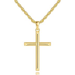 Cross Necklace for Men 14K Gold Cross Necklace for Men Gold Cross Chain Necklaces for Mens Paired with 3.5mm Twist Chain Power of Minimalism Mens Crosses Necklaces Pendant 20/22/24in in Saudi Arabia