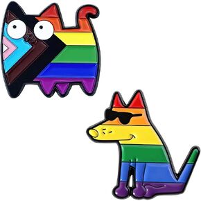 LGBTQ+ Pride Pins Cute Rainbow Cat Dog Metal Painted Pins Lesbian Gay Bisexual Transgender LGBT Ally Pin for Pride Support Clothes and Bags Accessories in Saudi Arabia