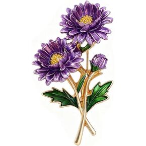 Flower Brooches Enamel Purple Aster Plants Party Office Brooch Pins in Kuwait