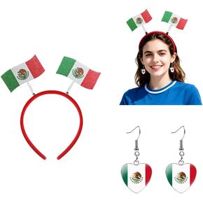 2026 World Cup USA Mexico Argentina Brazil Flag Headband & Earrings Set, Patriotic Game Day Accessories for Women & Men in Saudi Arabia