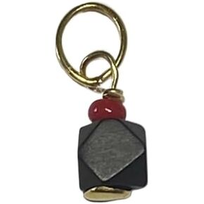 10 Karat Yellow Gold and Genuine 4mm Azabache Jet with Simulated Coral Bead Charm in Kuwait