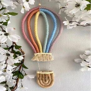 Colorful Hot Air Balloon Tassel Hanging Decoration - Boho Rainbow Wall Decorative for Classroom Kids Bedroom Baby Shower Party Supplies in Saudi Arabia