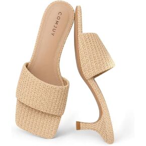 Raffia Sandals Womens Heeled Sandals Comfortable 2 Inch Kitten Heels Lightweight Square Toe Summer heels in Saudi Arabia