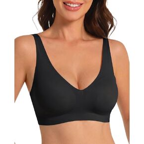 Womens Deep V Bras No Underwire Supportive Tshirt Bra Seamless Comfortable Everyday Bras in Saudi Arabia