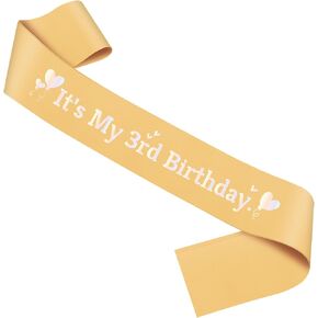 3rd Birthday Decorations for Girls Gold Satin Sash 3 Year Old Birthday Gift for Toddler Girls Princess Daughter Sister Niece Friend Kids Granddaughter Bady Party Decorations Accessory Supplies in Saudi Arabia