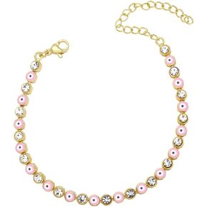 Evil Eye Bracelet for Women - 18K Gold Plated Delicate Zircon Enamel Chain Bracelets, Dainty Multicolor Evil Eye Charms Jewelry for Daily Wear/Gifts in Saudi Arabia