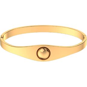 PCY 14K Gold Plated Stainless Steel Oval Bangle Bracelets for Women - 5 Styles Available S/M/L in Saudi Arabia