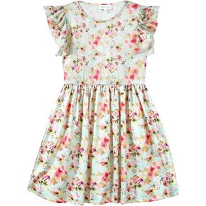 Girl's Summer Dresses Ruffle Sleeve Watercolor Flowers Sundress for Kids Casual Party in Saudi Arabia