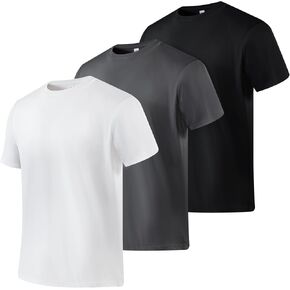 3 Pack Men's Quick Dry Short Sleeve Crew Neck T-Shirt Breathable Moisture-Wicking Fitness Sports Shirt in Saudi Arabia