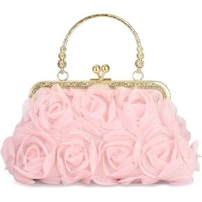 Women Clutches Purse 3D Lace Floral Evening Handbag Chain Strap Shoulder Bag for Wedding, Party, Prom in Saudi Arabia