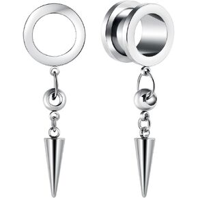 Dangle Tunnel Gauges, 2PCS Stainless Steel Tunnel Set Double Flared Screw Fit Geometric Hanger Taper/Cross Dangle Ear Gauges Tunnels Plugs 2G - 1 inch Ear Piercing Jewelry in Saudi Arabia