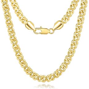 Gold Chain for Men 14K Gold Necklaces for Women Gold Cuban Link Chain for Men Necklaces Luxury Refined Finish with Tactile Texture Chunky Cuban Link Chains for Mens 16/18/20/22/24 in in Saudi Arabia