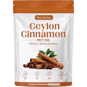 Metabolae Ceylon Cinnamon SoftGels with MCT Oil, Highly Bioavailable Herbal Extract, Non-GMO, Gluten Free - 300 Softgels (1pcs) in Saudi Arabia