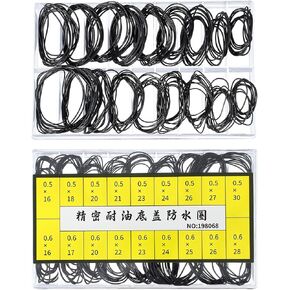 180Pcs O Ring Watch Gasket, Rubber Seal O Ring Watch Gasket Set 18 Types Waterproof Rubber Sealing Watches Back Cover for Watches Repair, Black, 0.5/0.6mm (16-30mm) in Kuwait