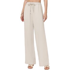 Tall Women's Wide Leg Pants,32"/34"/36" Inseam,Lightweight Linen Blend Casual Pants in Saudi Arabia