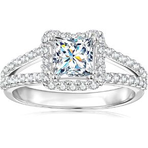14K White Yellow Gold Plated Cubic Zirconia Promise Halo Engagement Promise Eternity Ring for Women, Bridal Band 1.0-2.0ct CZ Wedding Bands Princess Square Round Rings for Her Size 5-8 in Kuwait