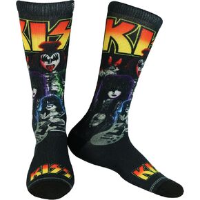 KISS Crew Socks Men's Rock Band Sublimated Group Portrait Design 1-Pair Shoe Size 7-12 in Saudi Arabia