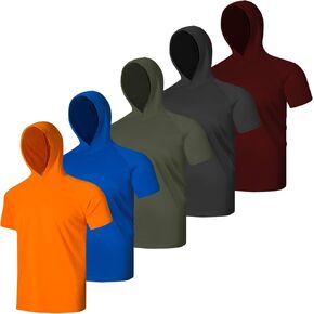 Yasumond Men's Short Sleeve Hoddies Quick Dry Sweatshirts Lightweight Athletic Shirts Pullover Running Shirts with Hood in Kuwait