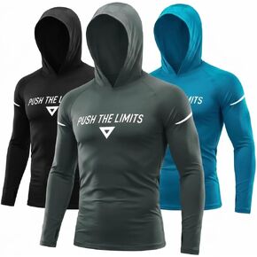 Men's Sun Shirts Long Sleeve 3-Pack - UPF 50+ UV Hoodie, Quick Dry Tops for Summer Fishing & Gym Workout in Saudi Arabia