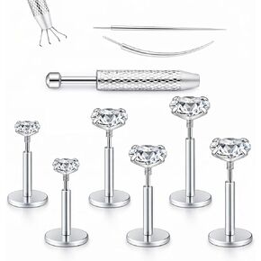 Medusa Piercing Jewelry, 9 Pack Threadless Nose Stud, 316L Surgical Steel Tragus Piercing Jewelry, Flat Back Nose Stud & Earrings Set 20G 18G 16G for Nose, Tragus, Cartilage, Lip, Medusa with Insertion Tool in Saudi Arabia