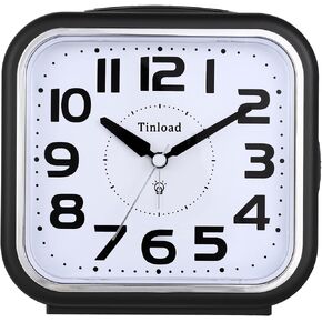 Tinload 5.5" Loud Bell Alarm Clock for Heavy Sleepers Adults, Silent No Ticking,Snooze,Lighted on Demand,Battery Operated Alarm Clocks for Bedrooms (Black) in Saudi Arabia