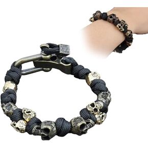الجمجمة الجيش Paracord سوار خمر قابل للتعديل مضفر بقاء Paracord سوار هالوين القوطية تصميم الجمجمة سوار in Kuwait