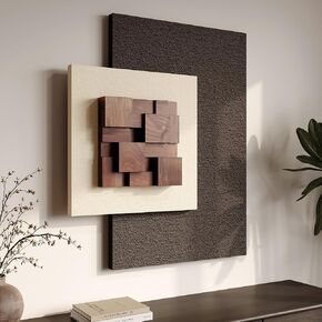 3D Wood Textured Large Neutral Abstract Wall Art, Modern Beige Brown Geometric Paintings Artwork for Walls-Minimalist Wooden Wall Art Decor for Living Room Hallway Dining Room Bedroom Office Aesthetic in Kuwait