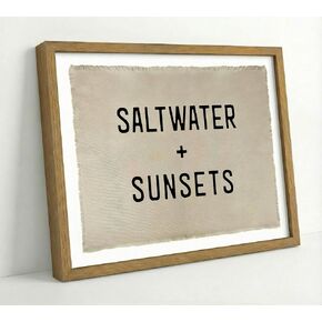 Framed Saltwater Sunsets Wall Art Coastal Wall Decor Picture Minimalist Beach House Poster Print Rustic Typography Print for Bathroom Bedroom Living Room Summer Ocean Theme Home Decoration 8x10in in Saudi Arabia