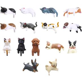 15 Pack Mini Cat Desk Figurines, Mini Dog Desk Figurines, Computer Monitor Decor for Rearview Mirror Desk Decorations Funny Car Present Interior Decors in Kuwait