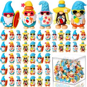 25 Pcs Mini Summer Gnomes Figures with Display Box Colorful Beach Miniature Gnome Statues Small Summer Theme Gnomes for Hide Party Favors Yard Shelf Tabletop Office Home Party Decoration in Saudi Arabia