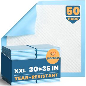 BIGGMED 50 Count Disposable Bed Pads 30" x 36" , Ultra Tear-Resistant, Super Absorbent Chux, Thicker Extra Large Incontinence Bed Pads, Pee Pads for Adults, Kids, Elderly, Pets in Saudi Arabia