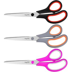 8.5" Scissors All Purpose for Office, Home, School, Sewing, Fabric and Crafts, Stainless Steel Heavy Duty Scissors with Ultra Sharp Blades and Comfort Grip Handles, 3 Pack, Multicolor in Saudi Arabia