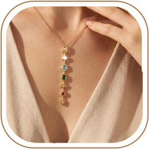 MODRSA Adjustable Gold Lariat Necklace for Women Colorful Rhinestone Body Chain Necklace Y Necklace Non Tarnish Waterproof Vacation Accessories Trendy Mother's Day Birthday Gifts for Women Jewelry in Saudi Arabia