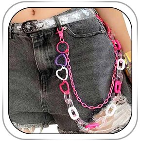 Pink Hip Hop Pants Chains Layered Jean Chains Heart Pants Belt Chain Rave Body Jewelry Accessories for Women in Saudi Arabia
