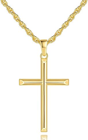Cross Necklace for Men 14K Gold Cross Necklace for Men Gold Cross Chain Necklaces for Mens Paired with 3.5mm Twist Chain Power of Minimalism Mens Crosses Necklaces Pendant 20/22/24in in Saudi Arabia