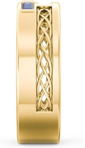 JEWLR Men’s Custom 2 Birthstone Cross Ring with Engraving - Celtic Knot Personalized Christian Ring in Sterling Silver, White, Yellow or Rose Gold in Kuwait